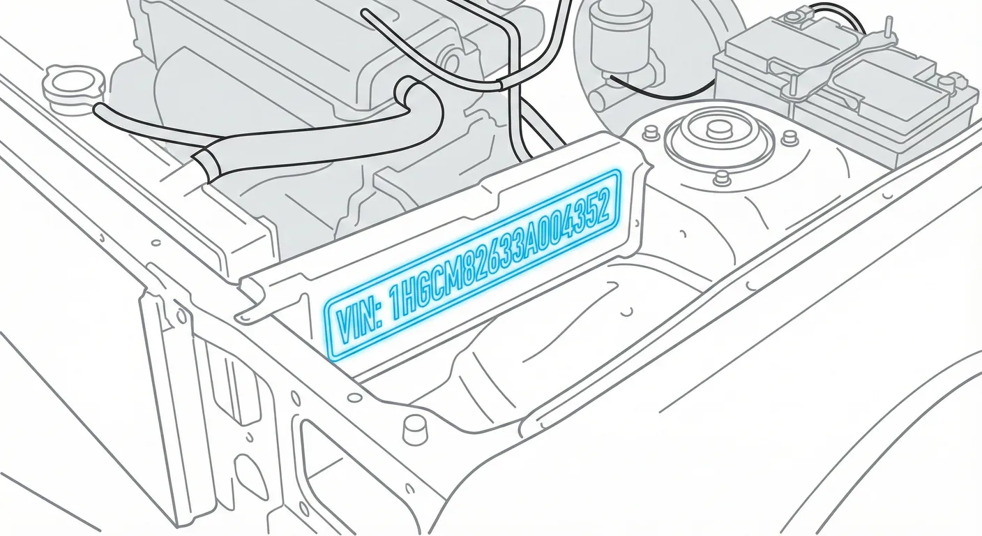 VIN location in the engine compartment