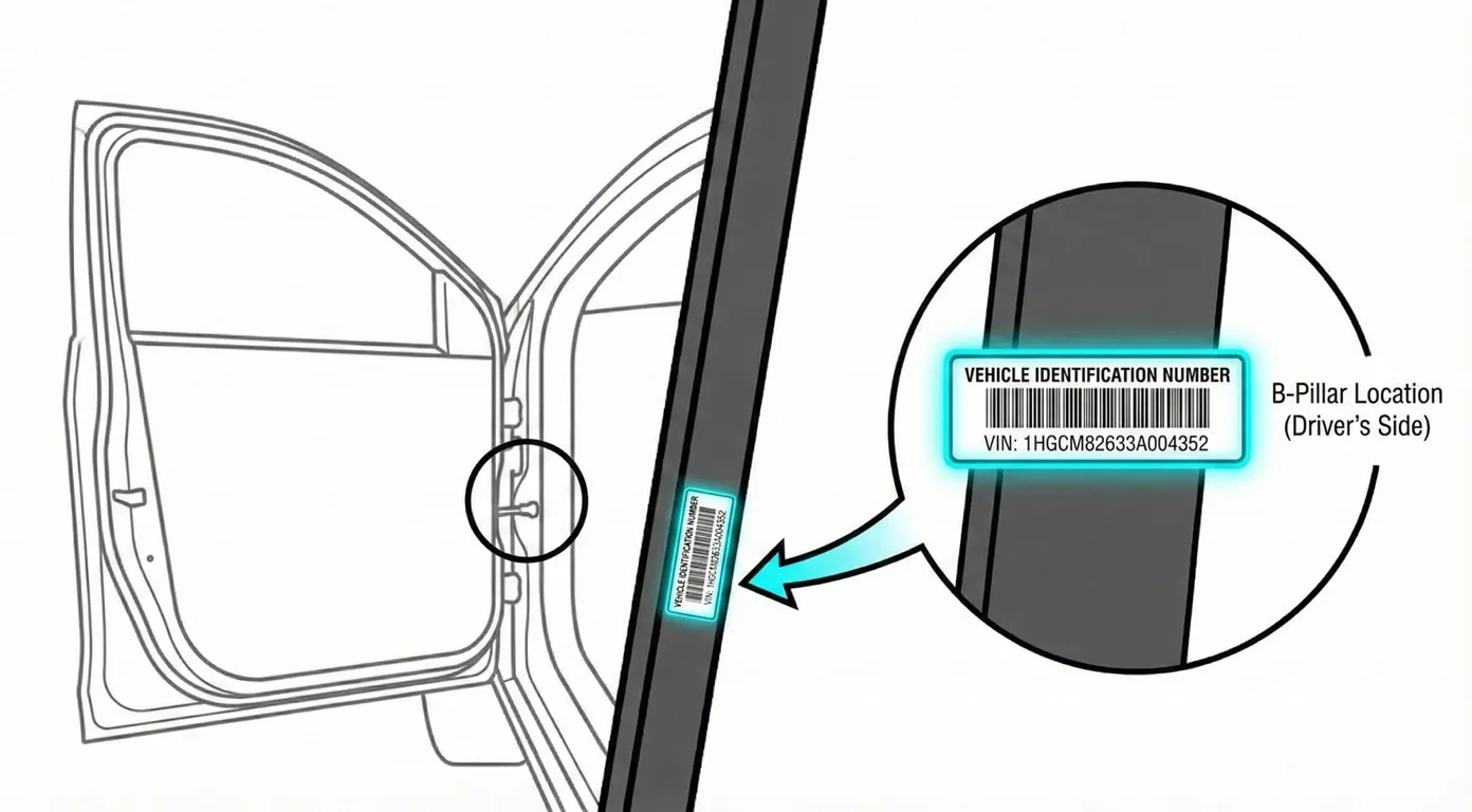 VIN location on the B-pillar